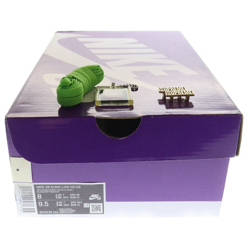 NIKE SB(ナイキエスビー) 21SS × SUPREME DUNK LOW OG QS GOLD STARS シュプリーム ダンク ロー ゴールドスターズ ローカットスニーカー ホワイト/グリーン US8/26cm DH3228-101