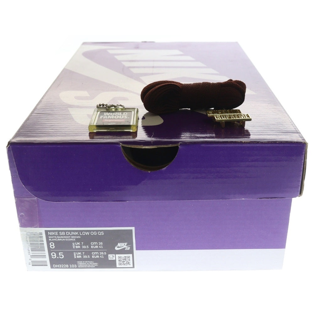 NIKE SB(ナイキエスビー) 21SS × SUPREME DUNK LOW OG QS GOLD STARS シュプリーム ダンク ロー ゴールドスターズ ローカットスニーカー ホワイト/ブラウン US8/26cm DH3228-103