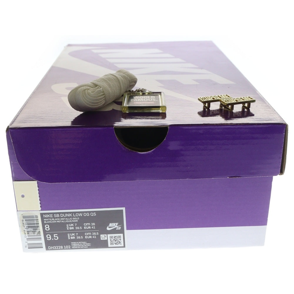 NIKE SB(ナイキエスビー) 21SS × SUPREME DUNK LOW OG QS GOLD STARS シュプリーム ダンク ロー ゴールドスターズ ローカットスニーカー ホワイト/ブラック US8/26cm DH3228-102