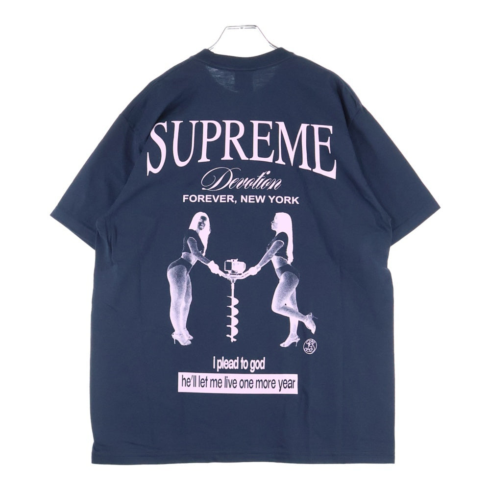 SUPREME(シュプリーム) 25AW Devotion Tee ディヴォーション プリント クルーネック 半袖Tシャツ カットソー ネイビー