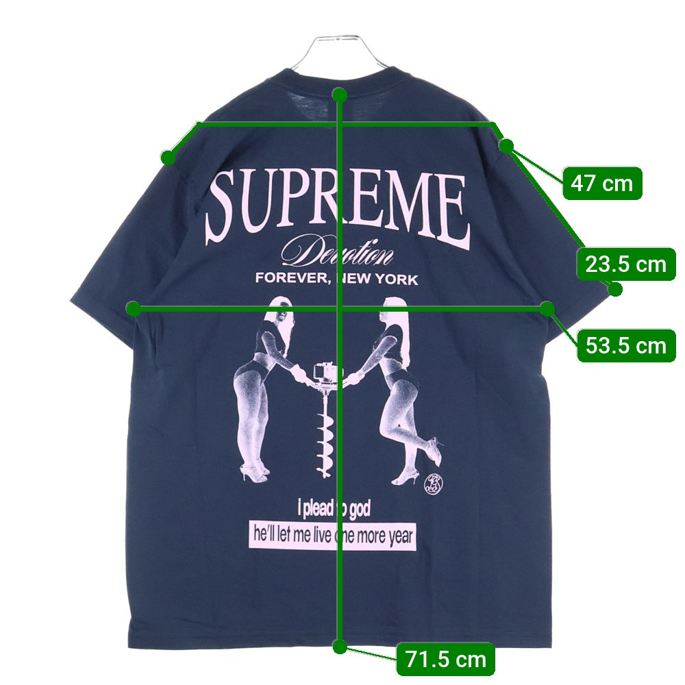 SUPREME(シュプリーム) 25AW Devotion Tee ディヴォーション プリント クルーネック 半袖Tシャツ カットソー ネイビー