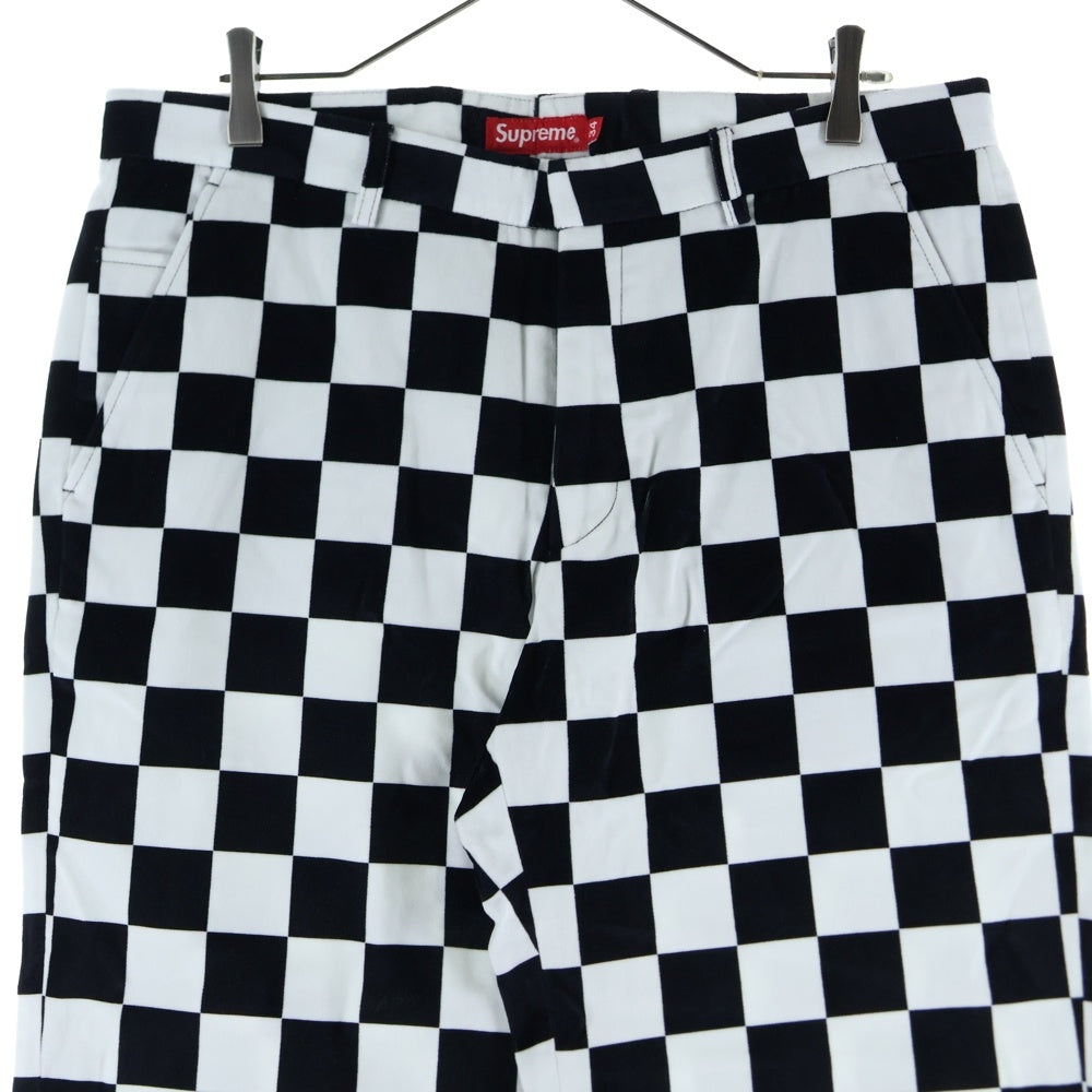 SUPREME(シュプリーム) 20AW Velvet Trouser ベルベット トラウザー ベロア チェック パンツ ブラック/ホワイト