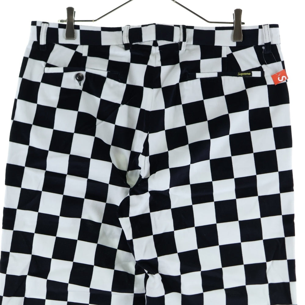SUPREME(シュプリーム) 20AW Velvet Trouser ベルベット トラウザー ベロア チェック パンツ ブラック/ホワイト
