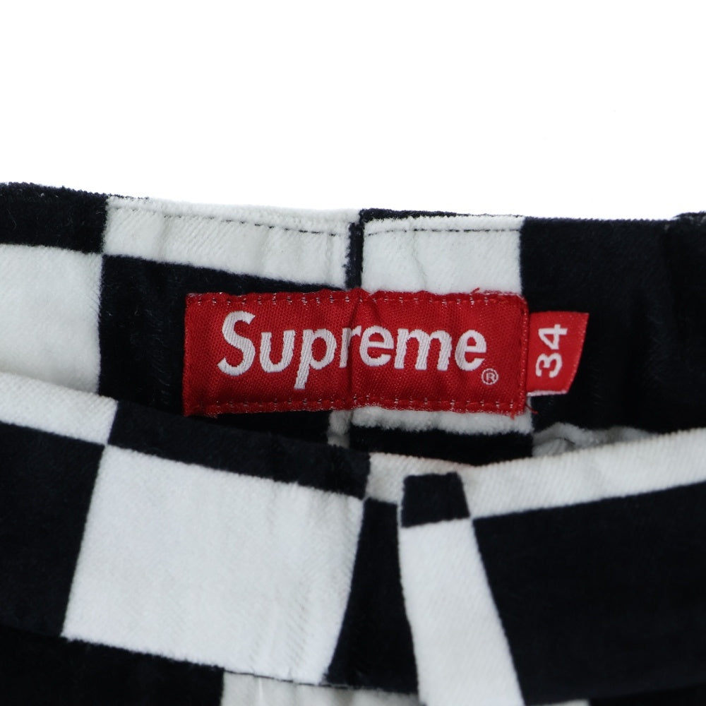 SUPREME(シュプリーム) 20AW Velvet Trouser ベルベット トラウザー ベロア チェック パンツ ブラック/ホワイト