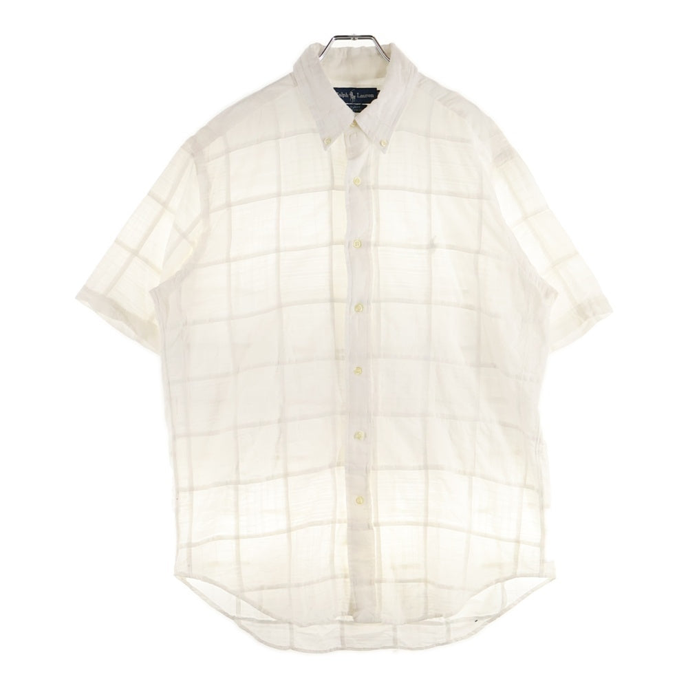 POLO RALPH LAUREN(ポロラルフローレン) 90s パッチワーク ボタンダウン 半袖シャツ ホワイト