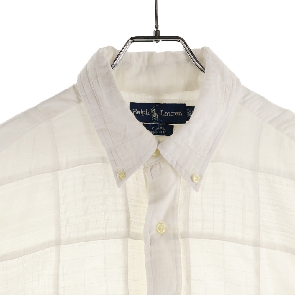 POLO RALPH LAUREN(ポロラルフローレン) 90s パッチワーク ボタンダウン 半袖シャツ ホワイト