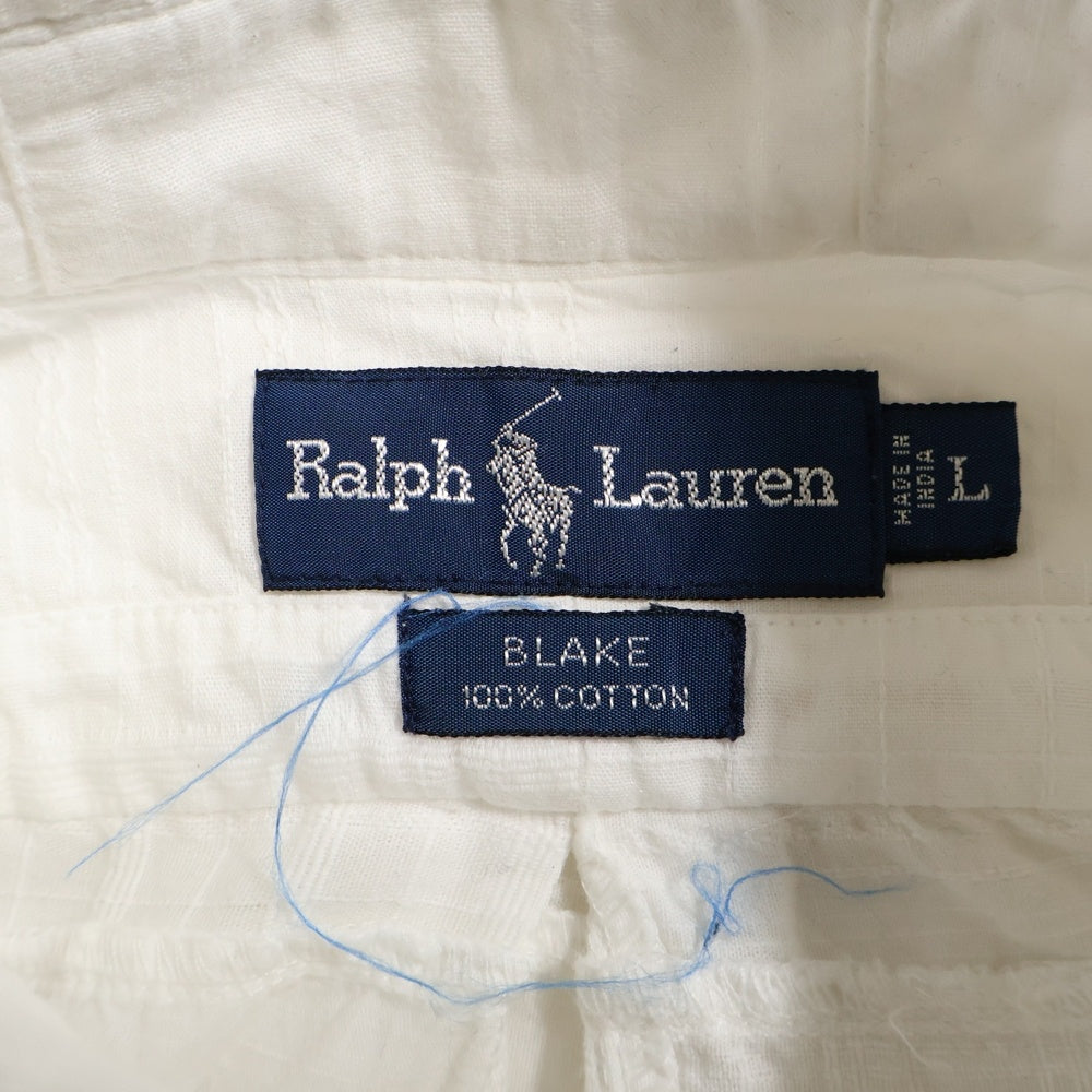 POLO RALPH LAUREN(ポロラルフローレン) 90s パッチワーク ボタンダウン 半袖シャツ ホワイト