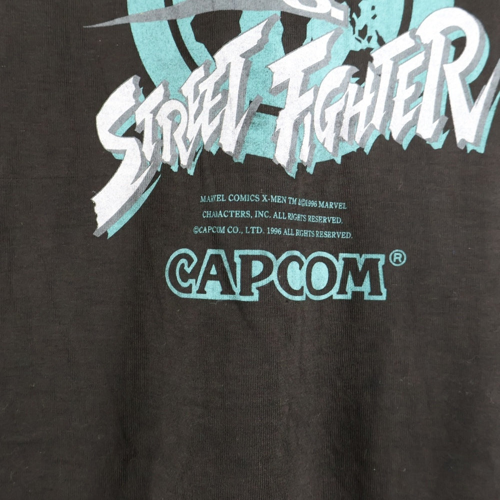 VINTAGE(ヴィンテージ) 90s 1996 X-MEN VS STREET FIGHTER CAPCOM エックスメンVSストリートファイター カプコン ゲームプロモーション 両面プリント クルーネック 半袖Tシャツ