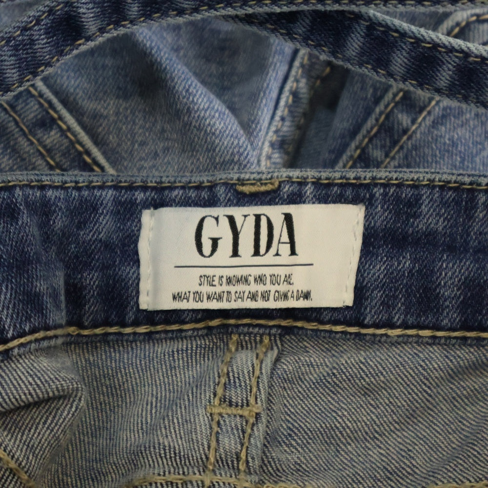 NO BRAND(ノーブランド) GYDM ハイウェスト クロススキニー デニム パンツ インディゴ