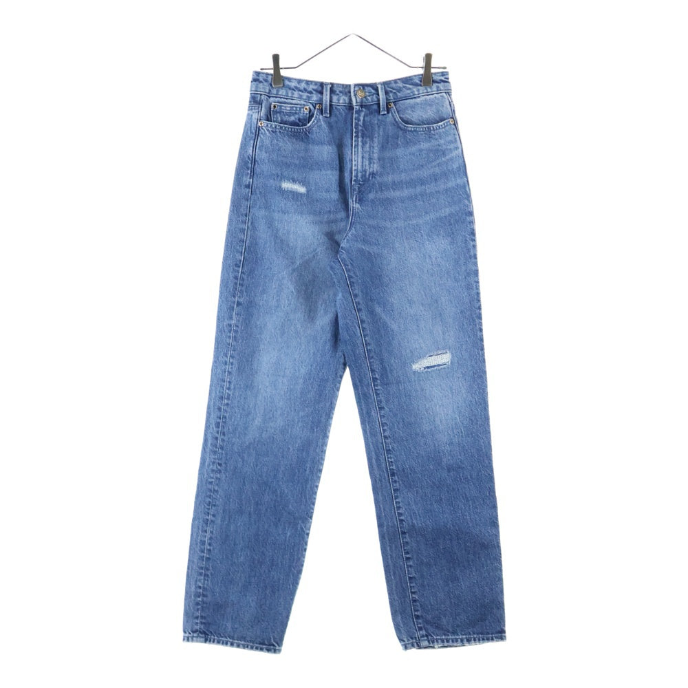 DENHAM(デンハム) ダメージ加工 ストレート デニム パンツ ブルー