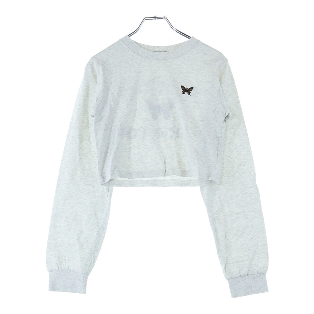 W.W.G(フーズフーギャラリー) バタフライ ロゴ刺繍 長袖 Tシャツ カットソー レディース グレー