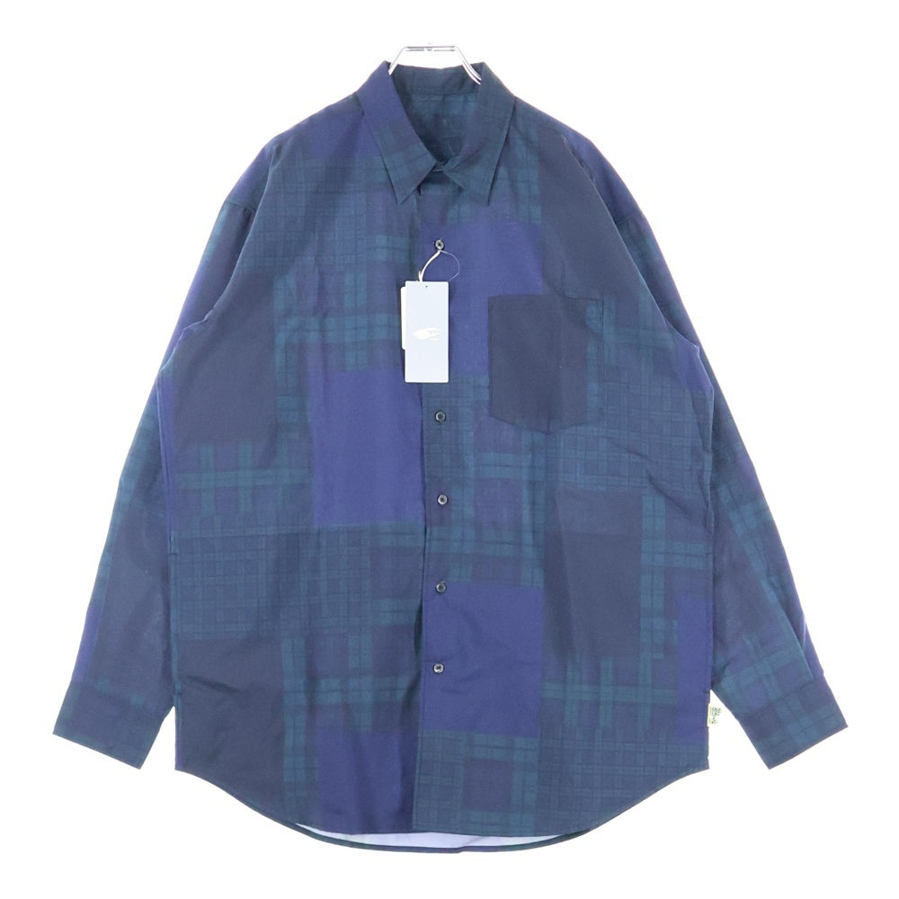 SSZ(エスエスズィー) 18SS × BEAMS ELBOW SHIRT ビームス エルボーパッチ ブラックウォッチ チェック 転写プリント 長袖シャツ グリーン/ブラック 11-114887-791-91-18