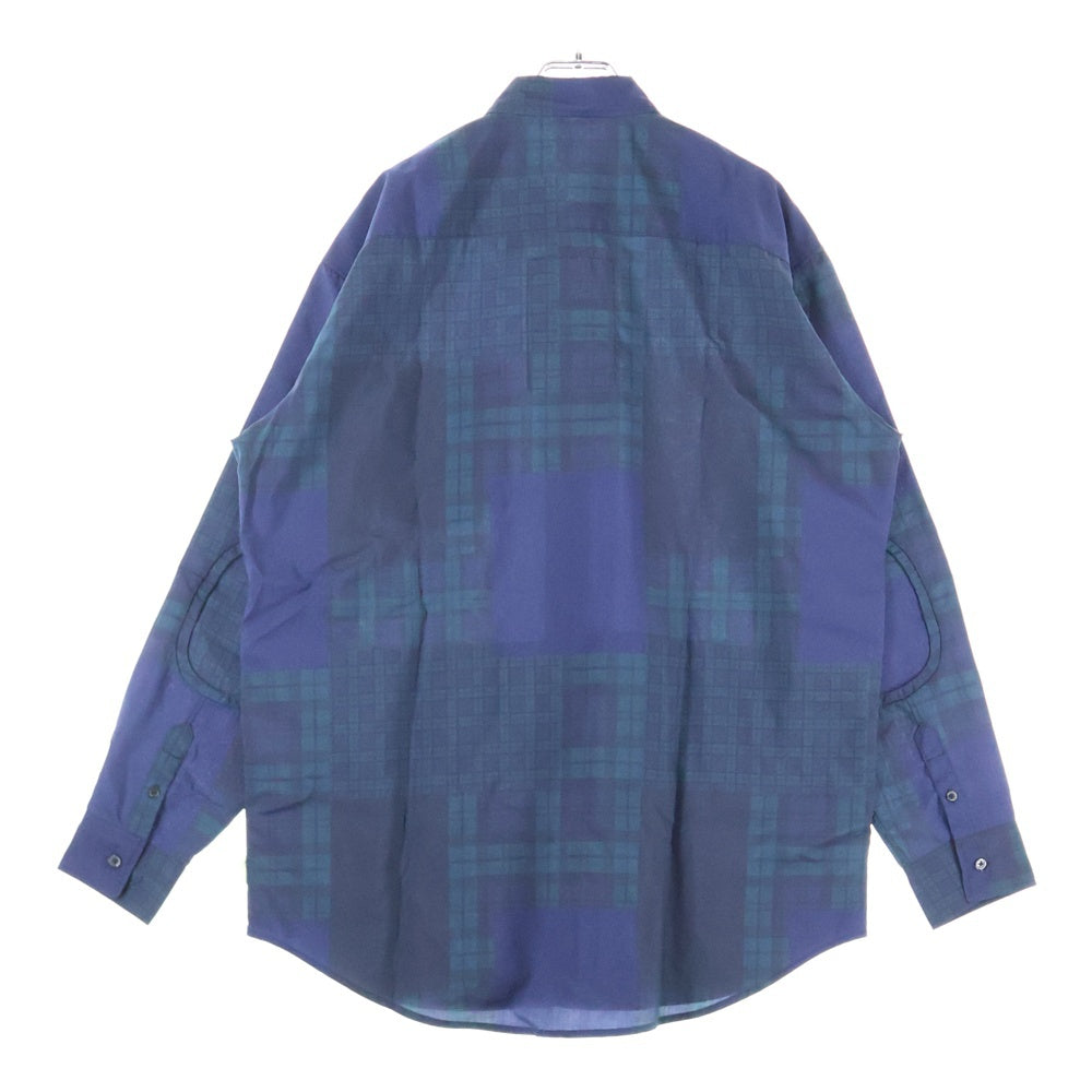 SSZ(エスエスズィー) 18SS × BEAMS ELBOW SHIRT ビームス エルボーパッチ ブラックウォッチ チェック 転写プリント 長袖シャツ グリーン/ブラック 11-114887-791-91-18