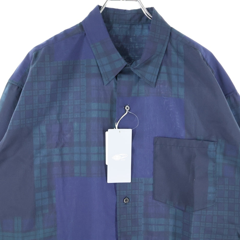 SSZ(エスエスズィー) 18SS × BEAMS ELBOW SHIRT ビームス エルボーパッチ ブラックウォッチ チェック 転写プリント 長袖シャツ グリーン/ブラック 11-114887-791-91-18