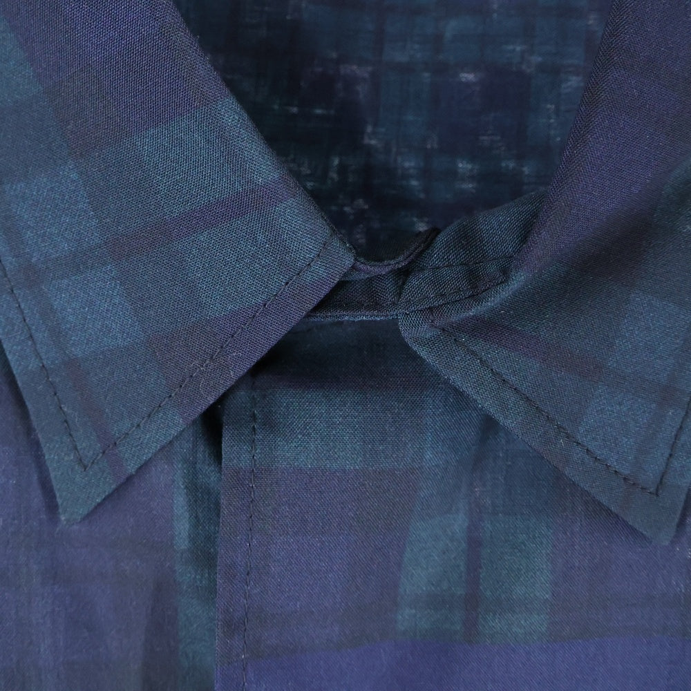 SSZ(エスエスズィー) 18SS × BEAMS ELBOW SHIRT ビームス エルボーパッチ ブラックウォッチ チェック 転写プリント 長袖シャツ グリーン/ブラック 11-114887-791-91-18