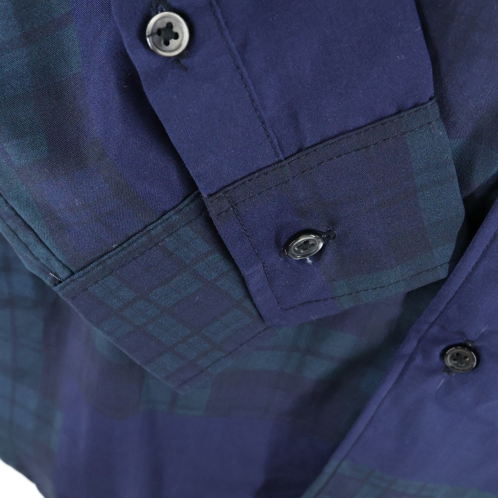 SSZ(エスエスズィー) 18SS × BEAMS ELBOW SHIRT ビームス エルボーパッチ ブラックウォッチ チェック 転写プリント 長袖シャツ グリーン/ブラック 11-114887-791-91-18