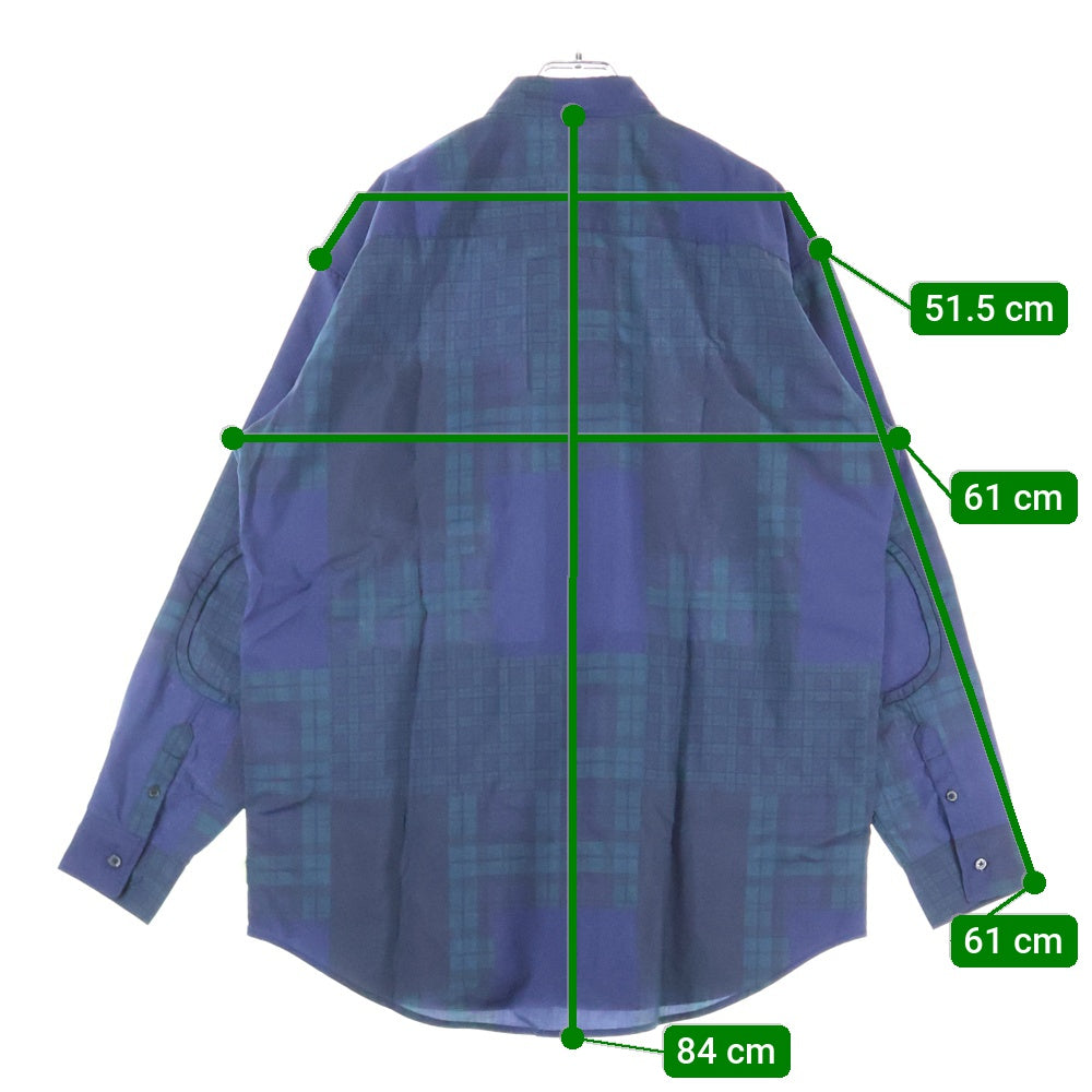 SSZ(エスエスズィー) 18SS × BEAMS ELBOW SHIRT ビームス エルボーパッチ ブラックウォッチ チェック 転写プリント 長袖シャツ グリーン/ブラック 11-114887-791-91-18