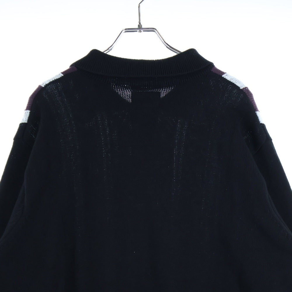 HUF(ハフ) CAMBRIDGE SWEATER ロゴ刺繍 ハーフボタン ケンブリッジ 長袖ニット ポロシャツ マルチ KN00524