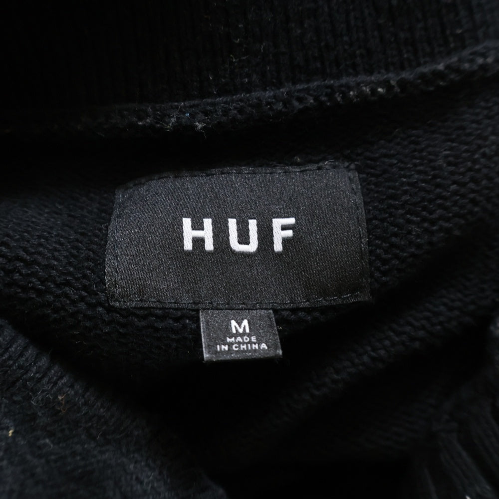 HUF(ハフ) CAMBRIDGE SWEATER ロゴ刺繍 ハーフボタン ケンブリッジ 長袖ニット ポロシャツ マルチ KN00524