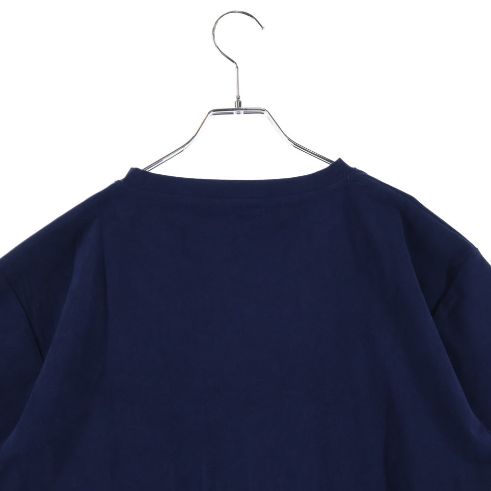 modgle(モジュール) ロゴ刺繍 コーデュロイ クルーネック半袖Tシャツ ネイビー 0812No02