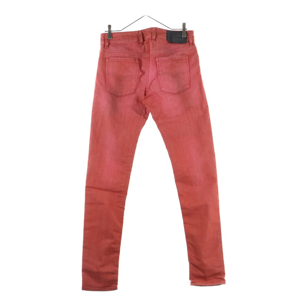 DIESEL(ディーゼル) SLEENKER スリムフィット クラッシュ加工 ストレートデニムパンツ ジーンズ レッド