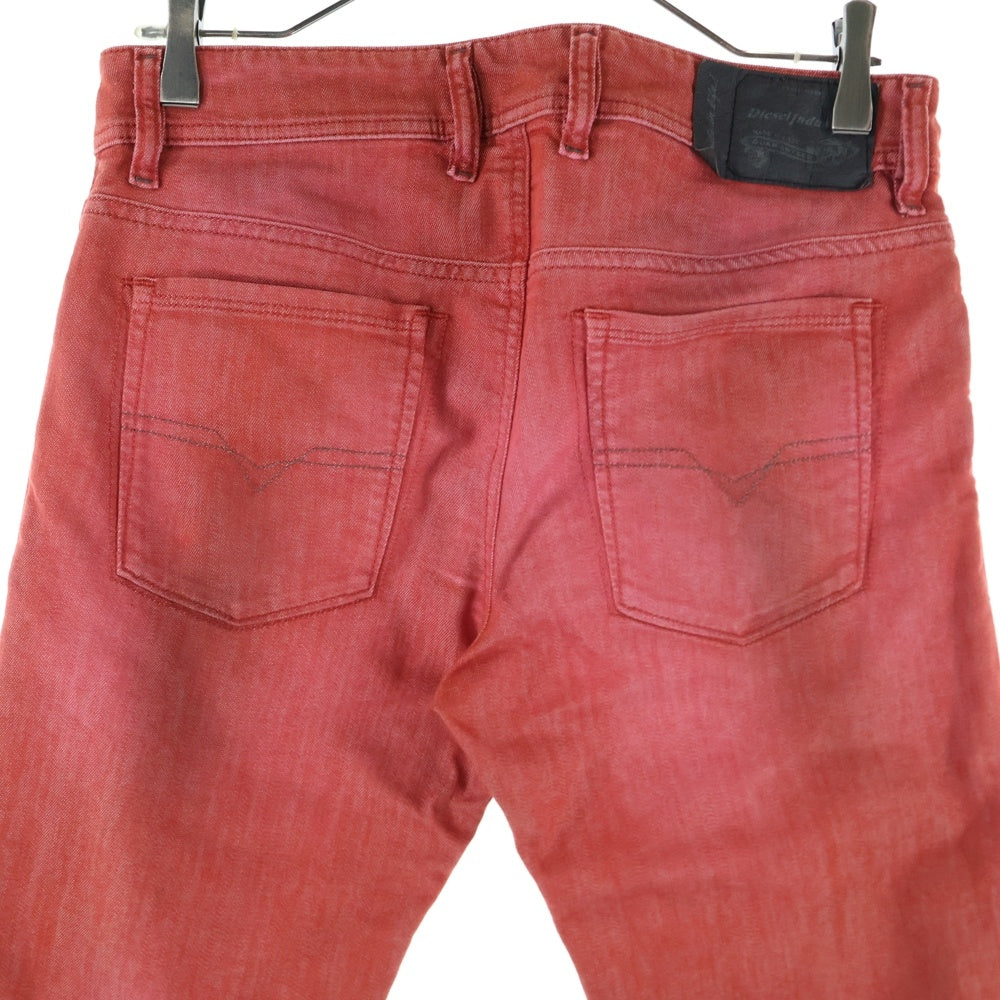 DIESEL(ディーゼル) SLEENKER スリムフィット クラッシュ加工 ストレートデニムパンツ ジーンズ レッド