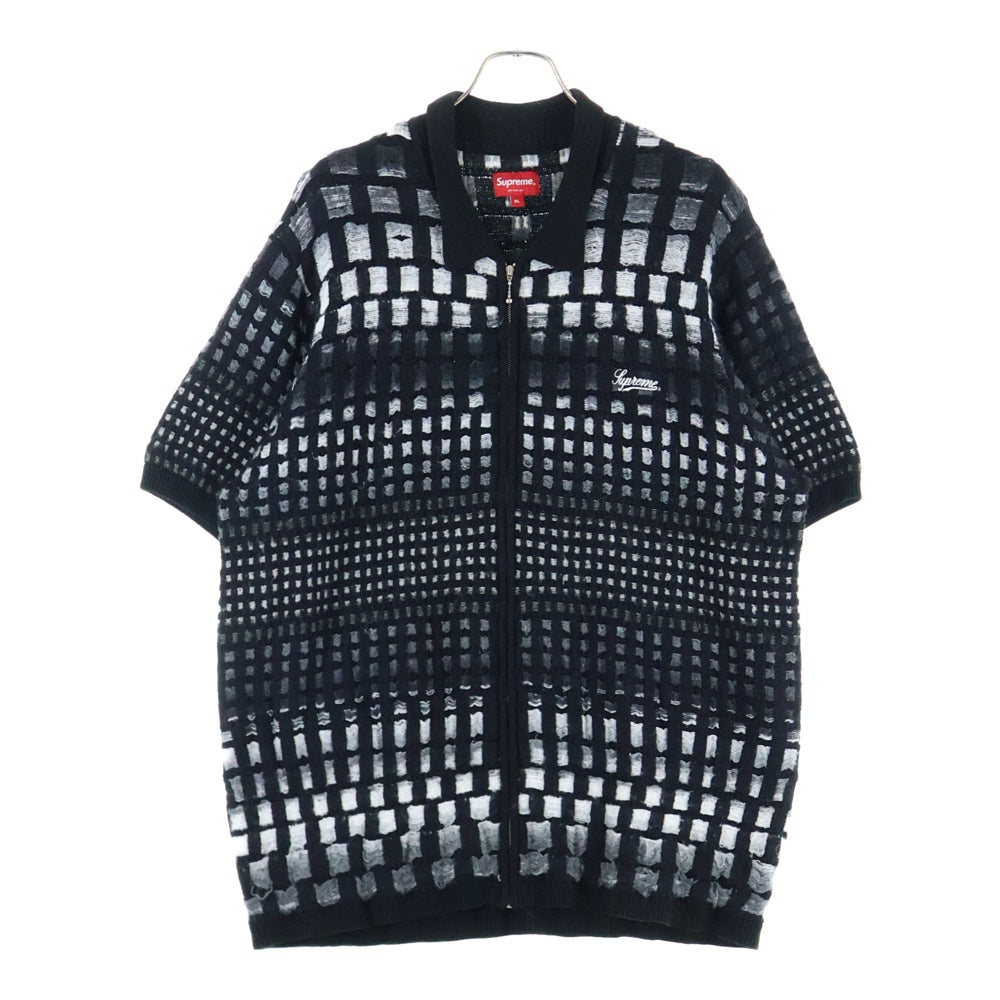 SUPREME(シュプリーム) 23SS Gardient Grid Zip Up Polo グラデーション ジップアップ ニット ポロシャツ ブラック