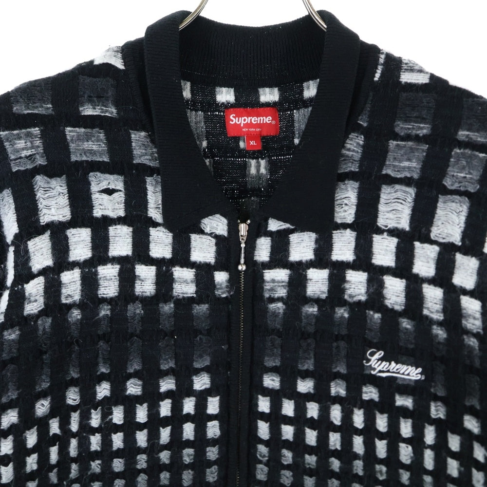 SUPREME(シュプリーム) 23SS Gardient Grid Zip Up Polo グラデーション ジップアップ ニット ポロシャツ ブラック