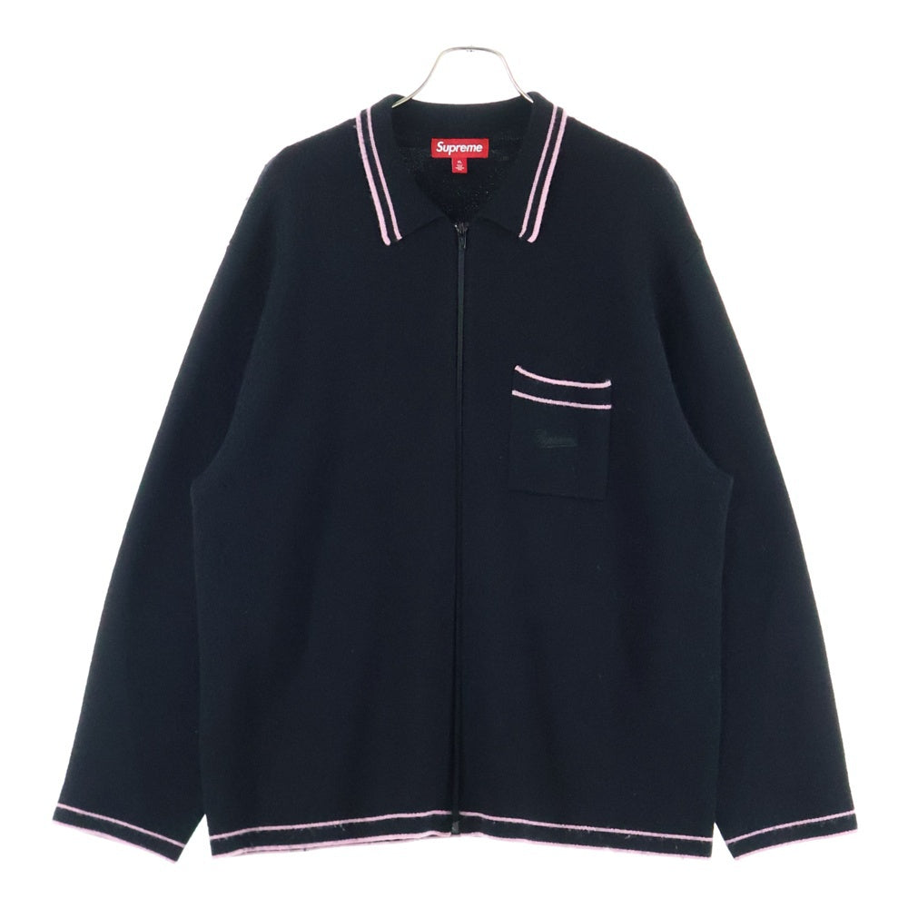 SUPREME(シュプリーム) 24AW Zip Up Polo Sweater ジップアップ ポロ スウェット セーター ブラック