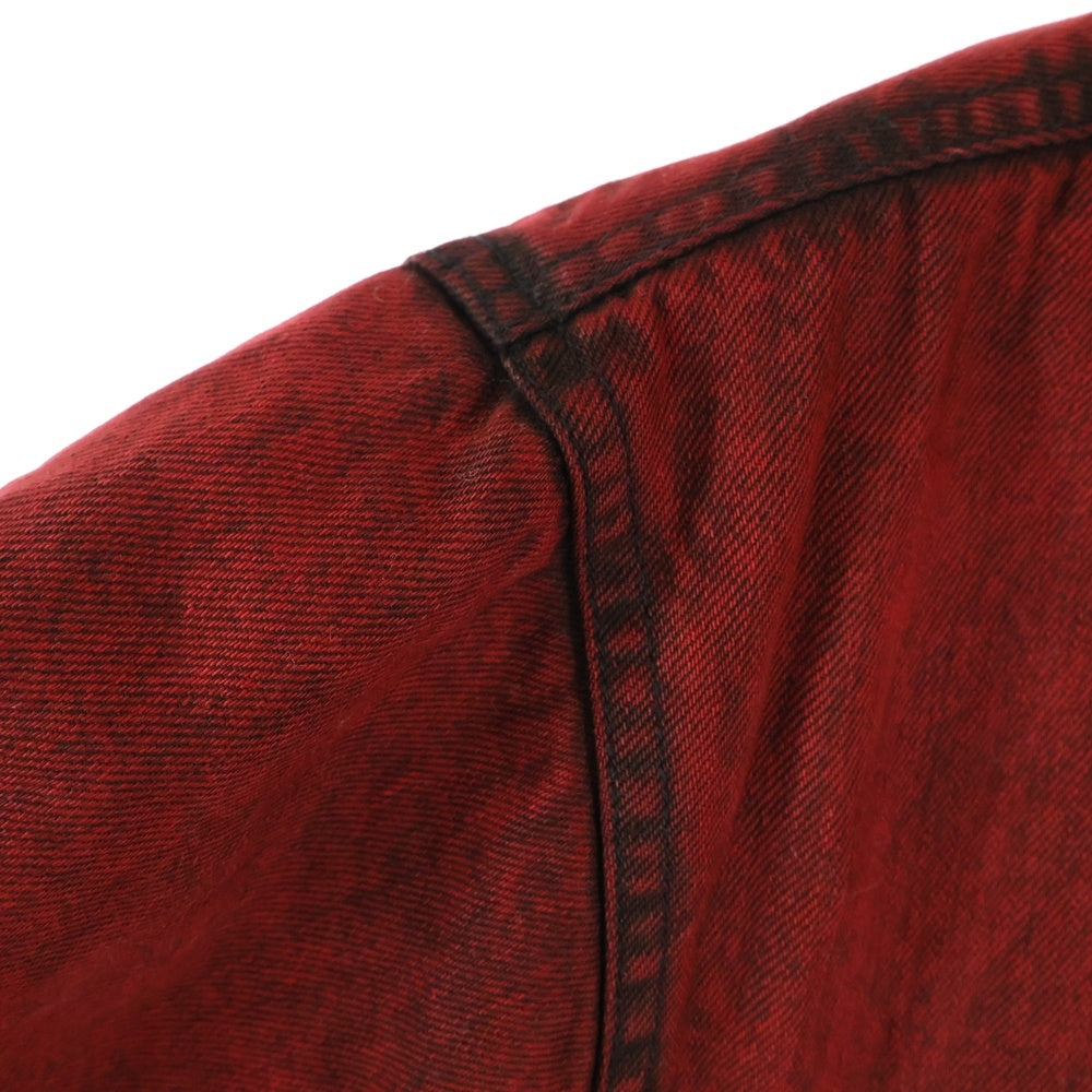 SUPREME(シュプリーム) 24AW Faux Shearling Lined Work Shirt フェイクシアリング ロゴエンブロイダリー ワークジャケット 刺繍 レッド