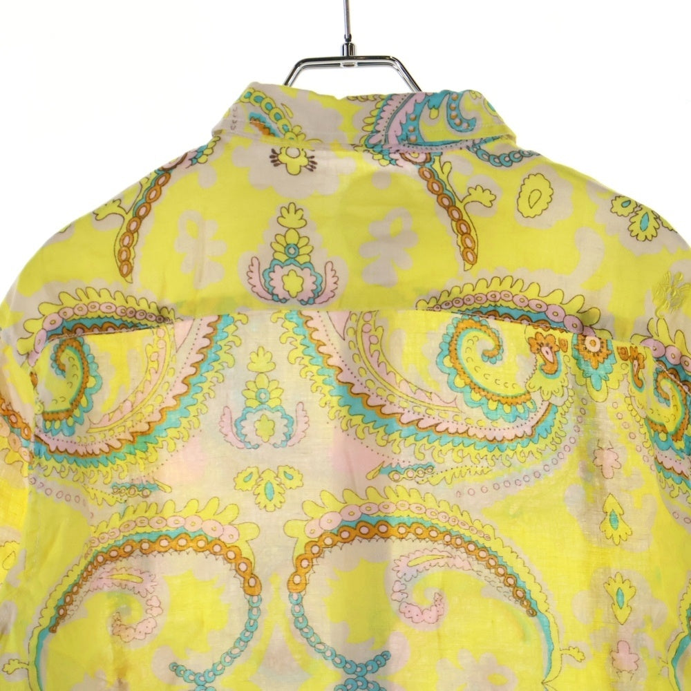 GANESH(ガネーシュ) 総柄リネン 長袖シャツ イエロー