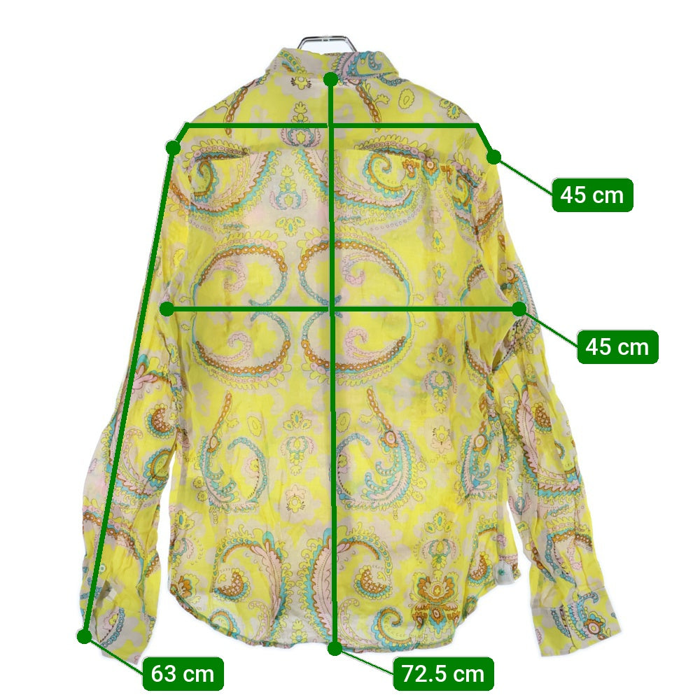 GANESH(ガネーシュ) 総柄リネン 長袖シャツ イエロー