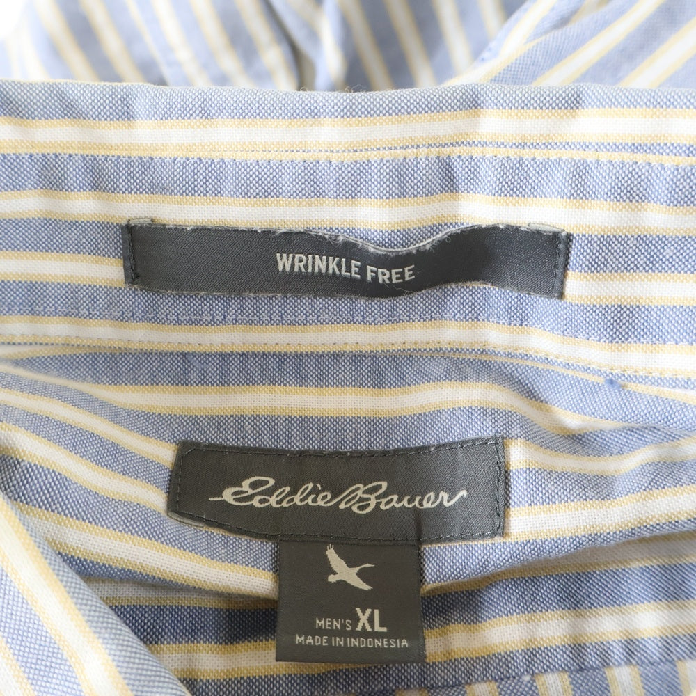 Eddie Bauer(エディバウワー) ストライプ 長袖 シャツ ブルー/イエロー/ホワイト