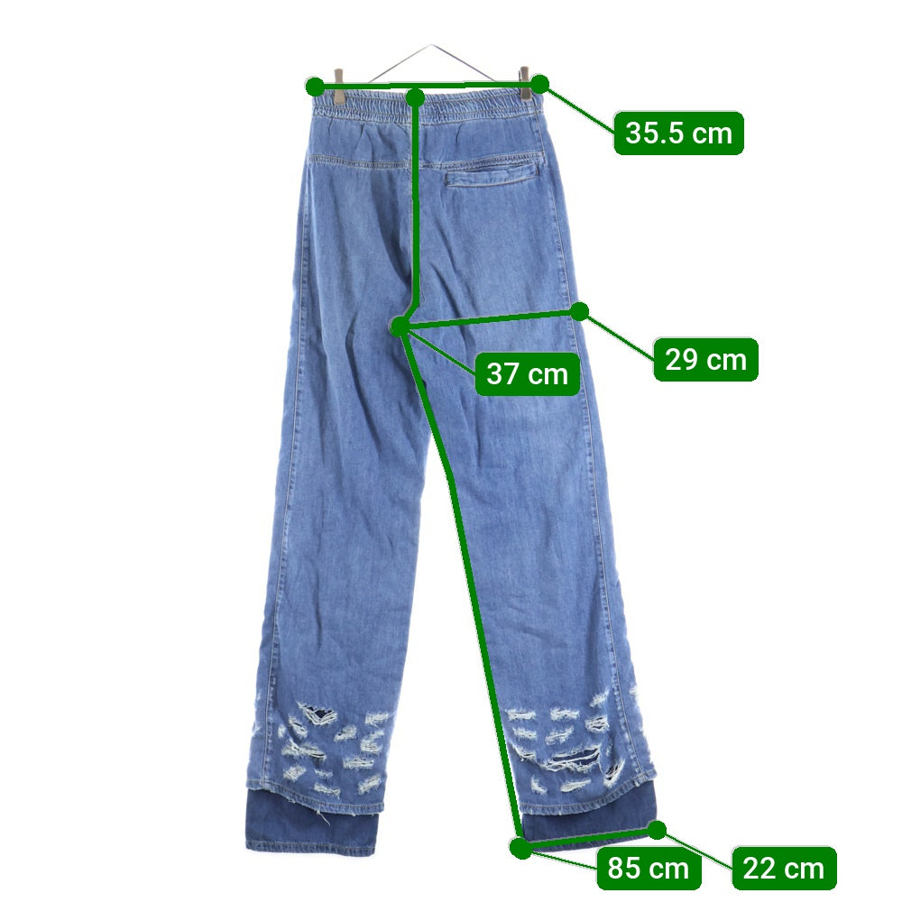 DIESEL(ディーゼル) 23SS Straight Jeans クラッシュ加工 ルーズフィット デニムパンツ インディゴ A09693