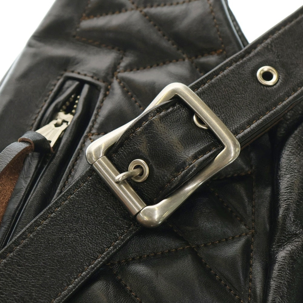 TOYS McCOY(トイズマッコイ) BECK ホースハイド レザー キルティング デュアルブレードバッグ ボディバッグ ブラック