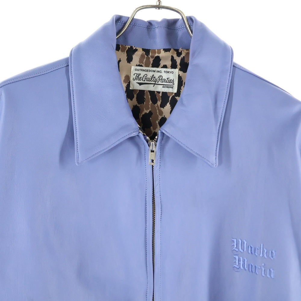 WACKO MARIA(ワコマリア) 23AW LEATHER 50'S JACKET TYPE-2 シープスキン 裏地レオパード レザージャケット ブルゾン ライトブルー 23FW-WMO-BL05