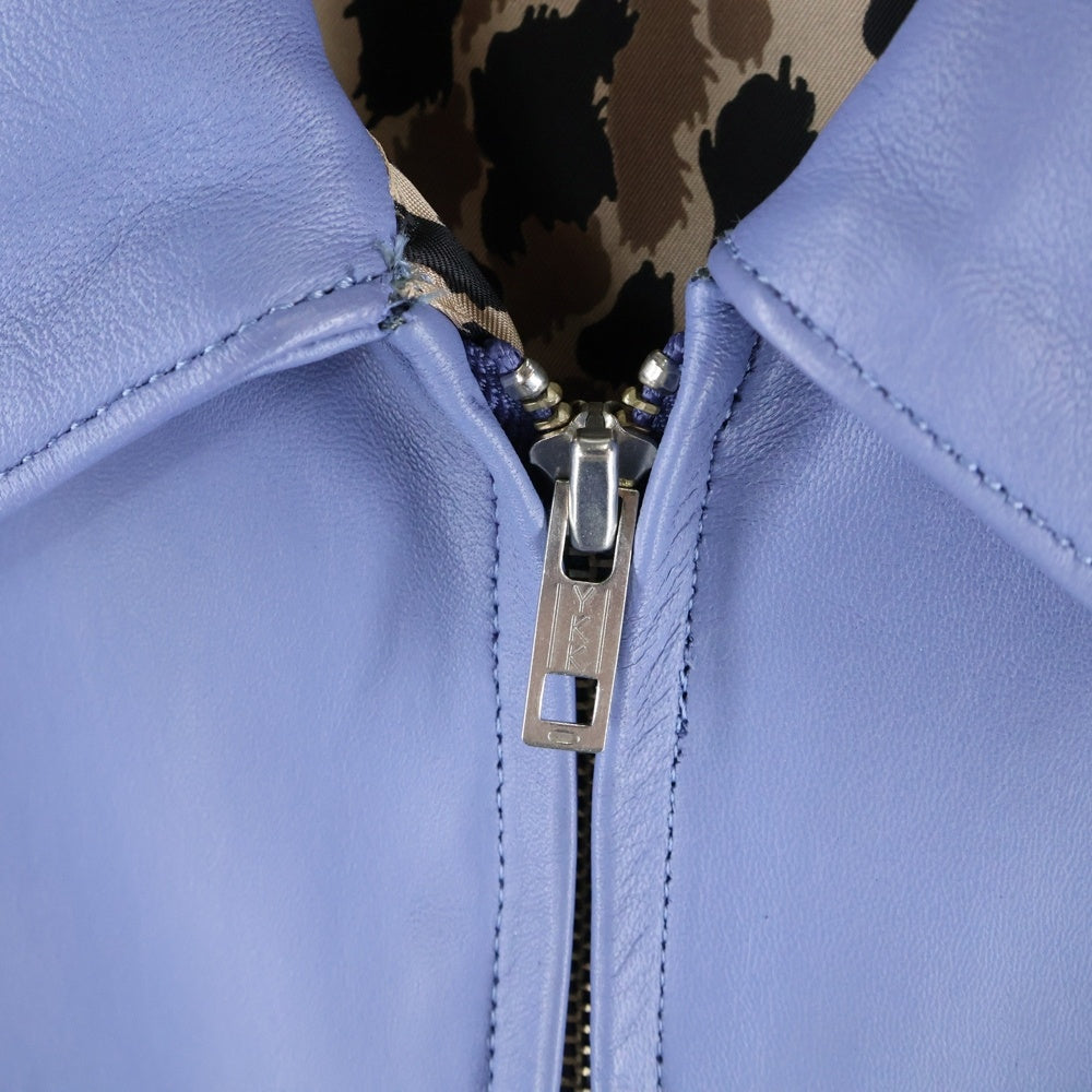 WACKO MARIA(ワコマリア) 23AW LEATHER 50'S JACKET TYPE-2 シープスキン 裏地レオパード レザージャケット ブルゾン ライトブルー 23FW-WMO-BL05