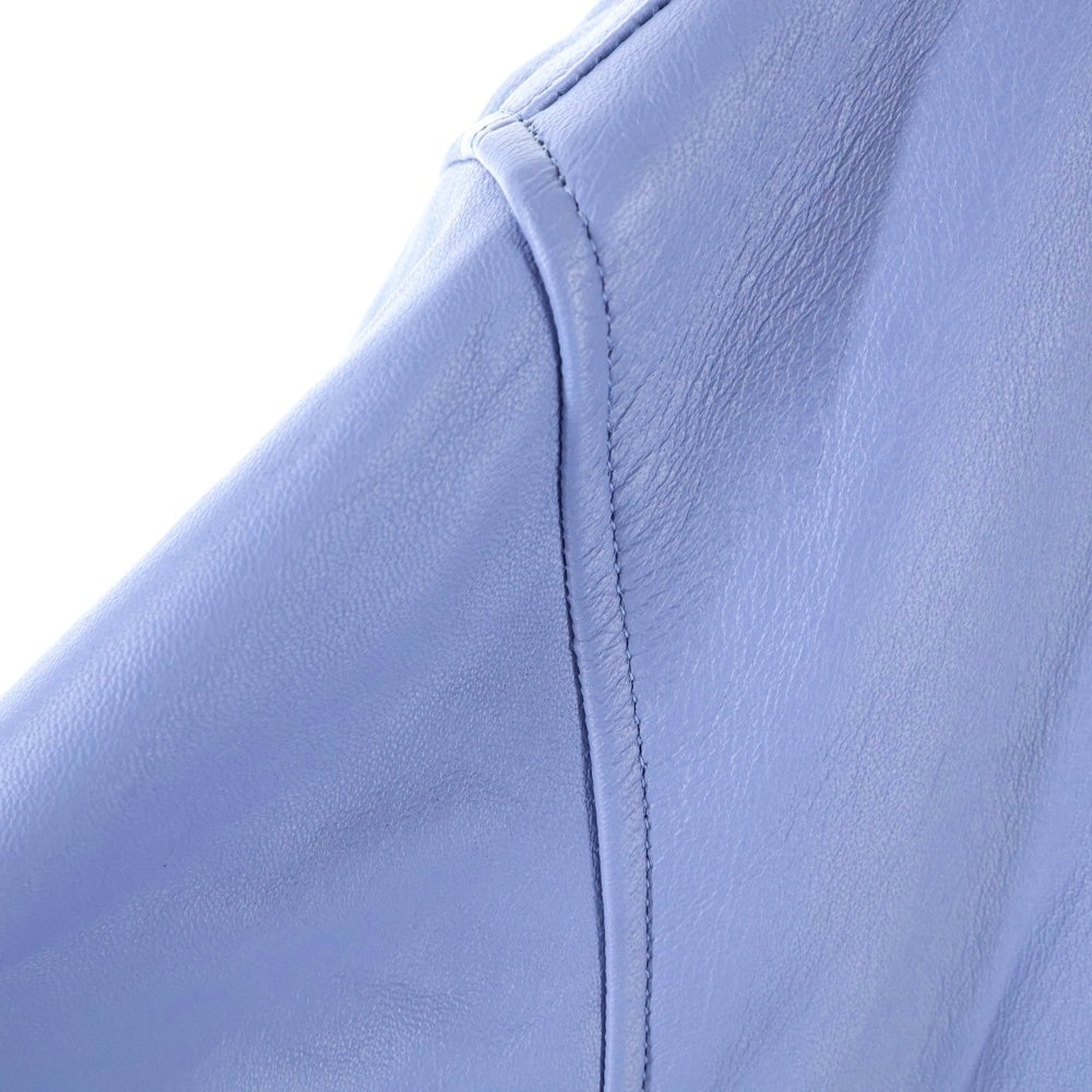 WACKO MARIA(ワコマリア) 23AW LEATHER 50'S JACKET TYPE-2 シープスキン 裏地レオパード レザージャケット ブルゾン ライトブルー 23FW-WMO-BL05