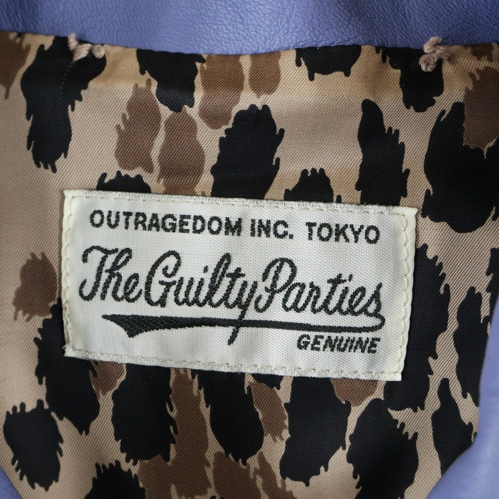 WACKO MARIA(ワコマリア) 23AW LEATHER 50'S JACKET TYPE-2 シープスキン 裏地レオパード レザージャケット ブルゾン ライトブルー 23FW-WMO-BL05