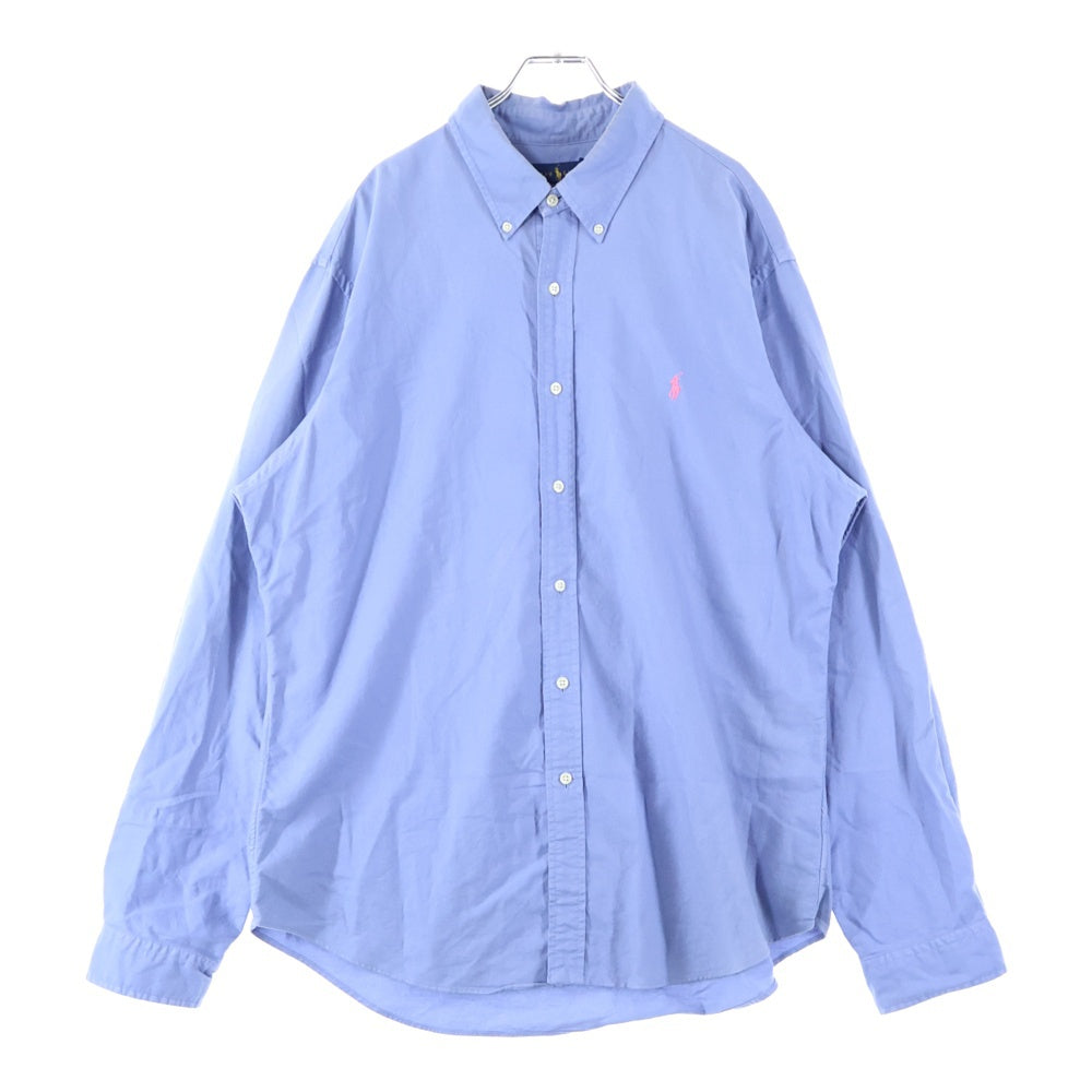 POLO RALPH LAUREN(ポロラルフローレン) SLIM FIT フロントロゴ刺繍 長袖シャツ ブルー