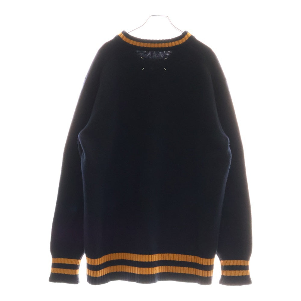 Maison Margiela 0(メゾンマルジェラ) 21AW Midnight blue wool sweater ウールミドルゲージチルデンニット クルーネック セーター ネイビー S50HA1027 S17834
