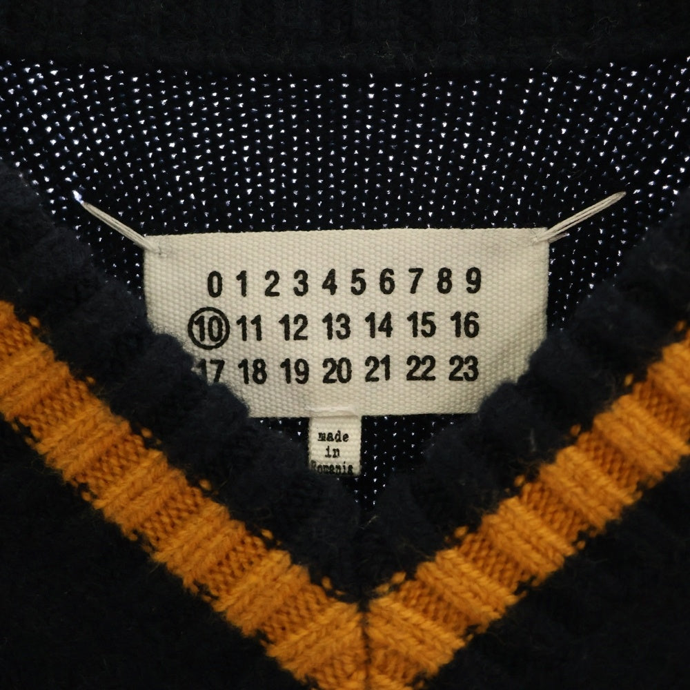 Maison Margiela 0(メゾンマルジェラ) 21AW Midnight blue wool sweater ウールミドルゲージチルデンニット クルーネック セーター ネイビー S50HA1027 S17834