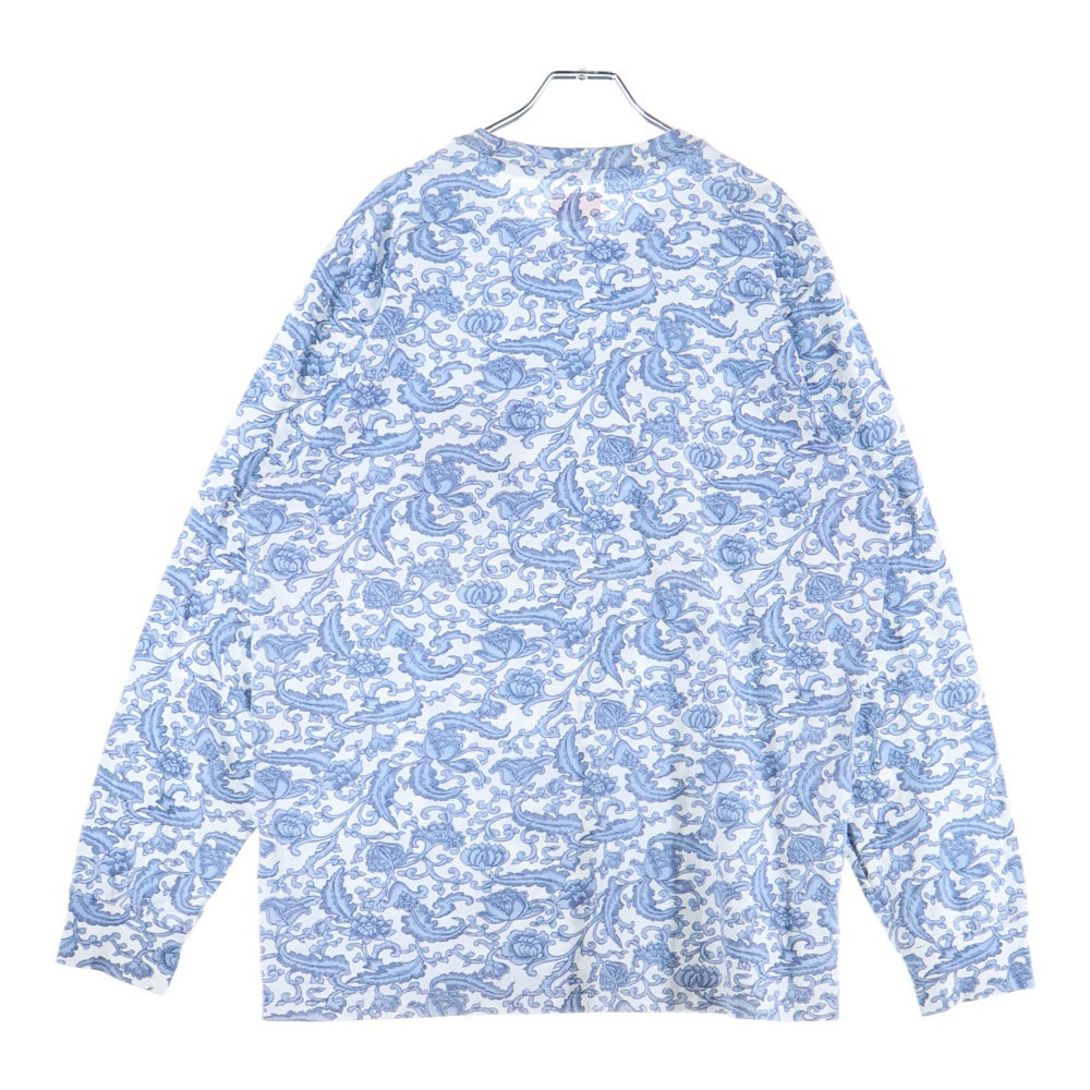 SUPREME(シュプリーム) 19SS Damask L/S Top ダマスク ペイズリー柄 ロングスリーブトップ 長袖Tシャツ ブルー