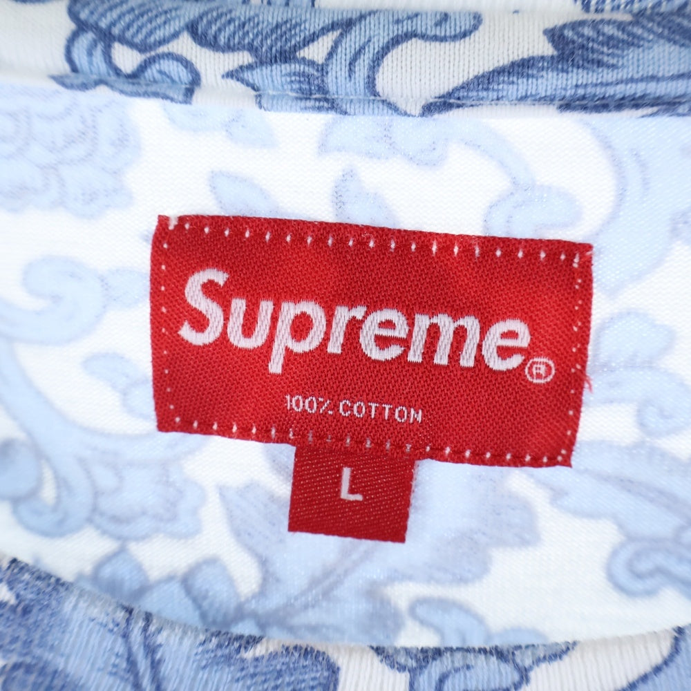 SUPREME(シュプリーム) 19SS Damask L/S Top ダマスク ペイズリー柄 ロングスリーブトップ 長袖Tシャツ ブルー