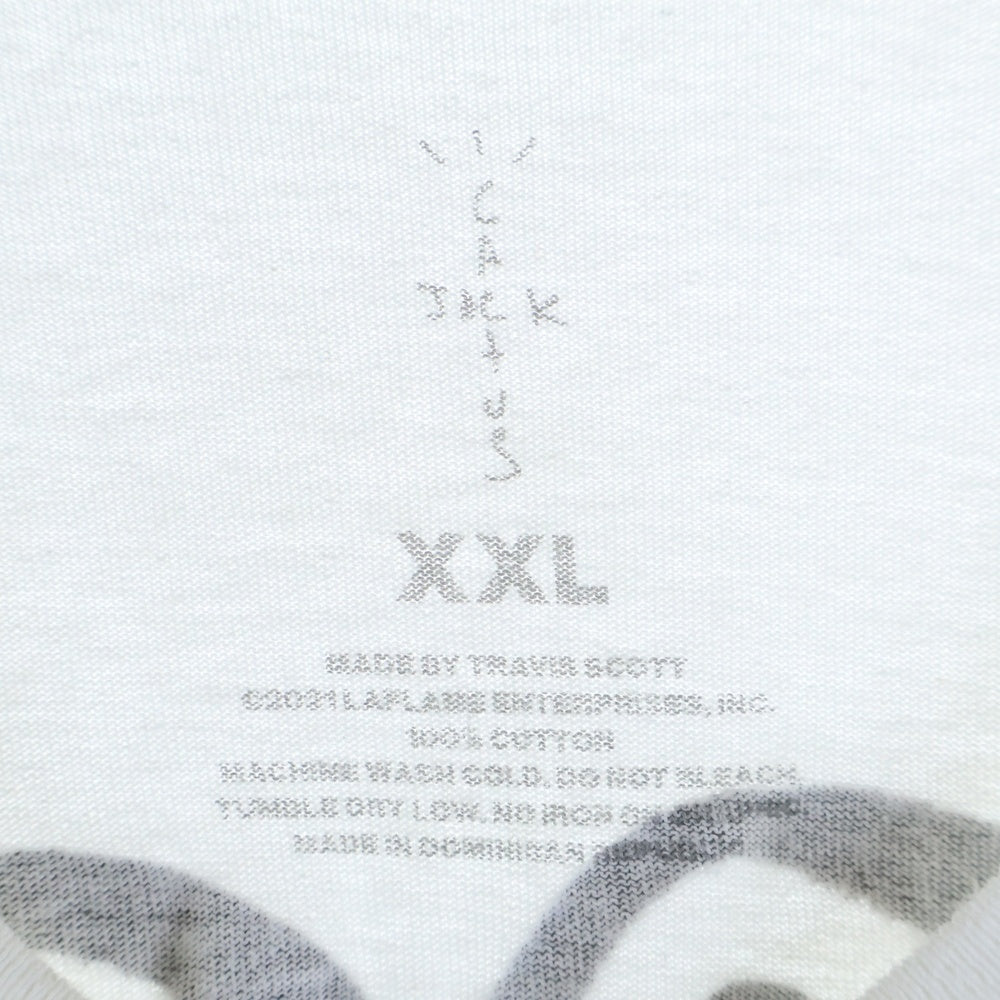 TRAVIS SCOTT(トラヴィススコット) CACTUS JACK×FRAGMENT DESIGN MANIFEST Tee マニフェスト 両面プリント 半袖Tシャツ カットソー ホワイト