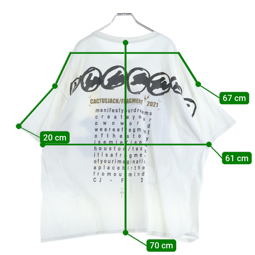 TRAVIS SCOTT(トラヴィススコット) CACTUS JACK×FRAGMENT DESIGN MANIFEST Tee マニフェスト 両面プリント 半袖Tシャツ カットソー ホワイト