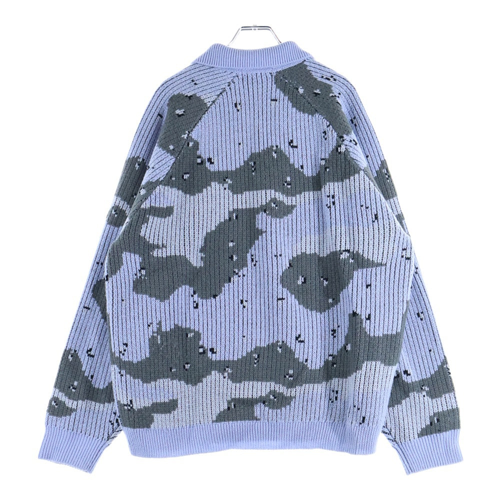 SUPREME(シュプリーム) 24AW Small Box Polo Sweater Camo スモール ボックスロゴ ポロニットセーター カモ/ブルー