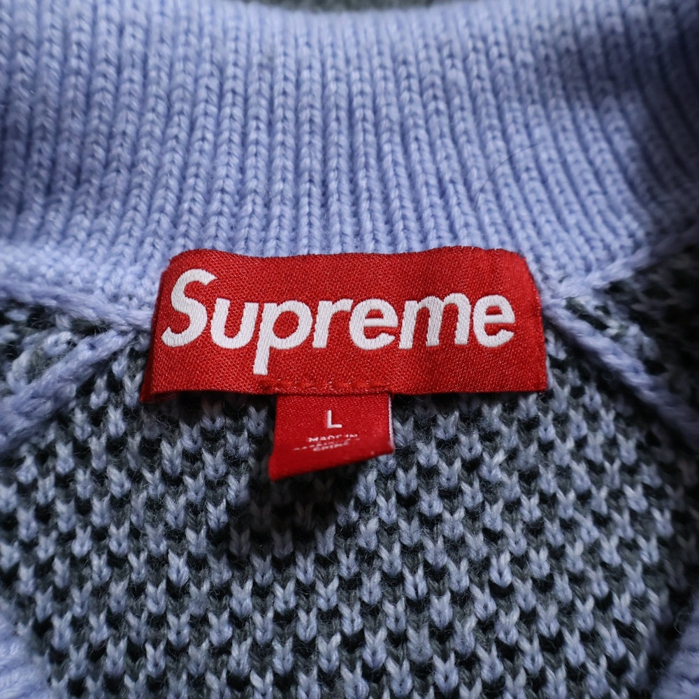 SUPREME(シュプリーム) 24AW Small Box Polo Sweater Camo スモール ボックスロゴ ポロニットセーター カモ/ブルー