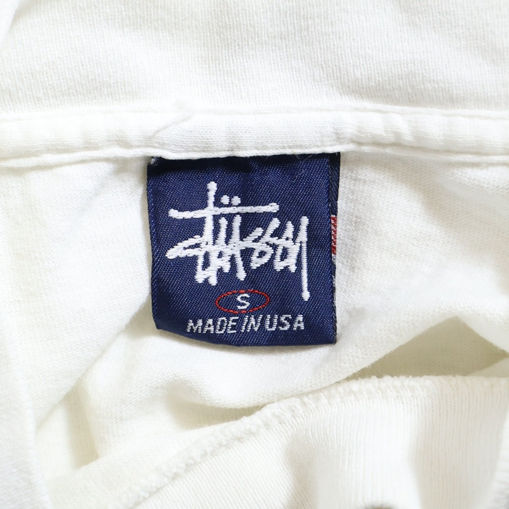 STUSSY(ステューシー) 90s OLD STUSSY オールドステューシー 紺タグ 釈迦プリント クルーネック 半袖Tシャツ カットソー ホワイト