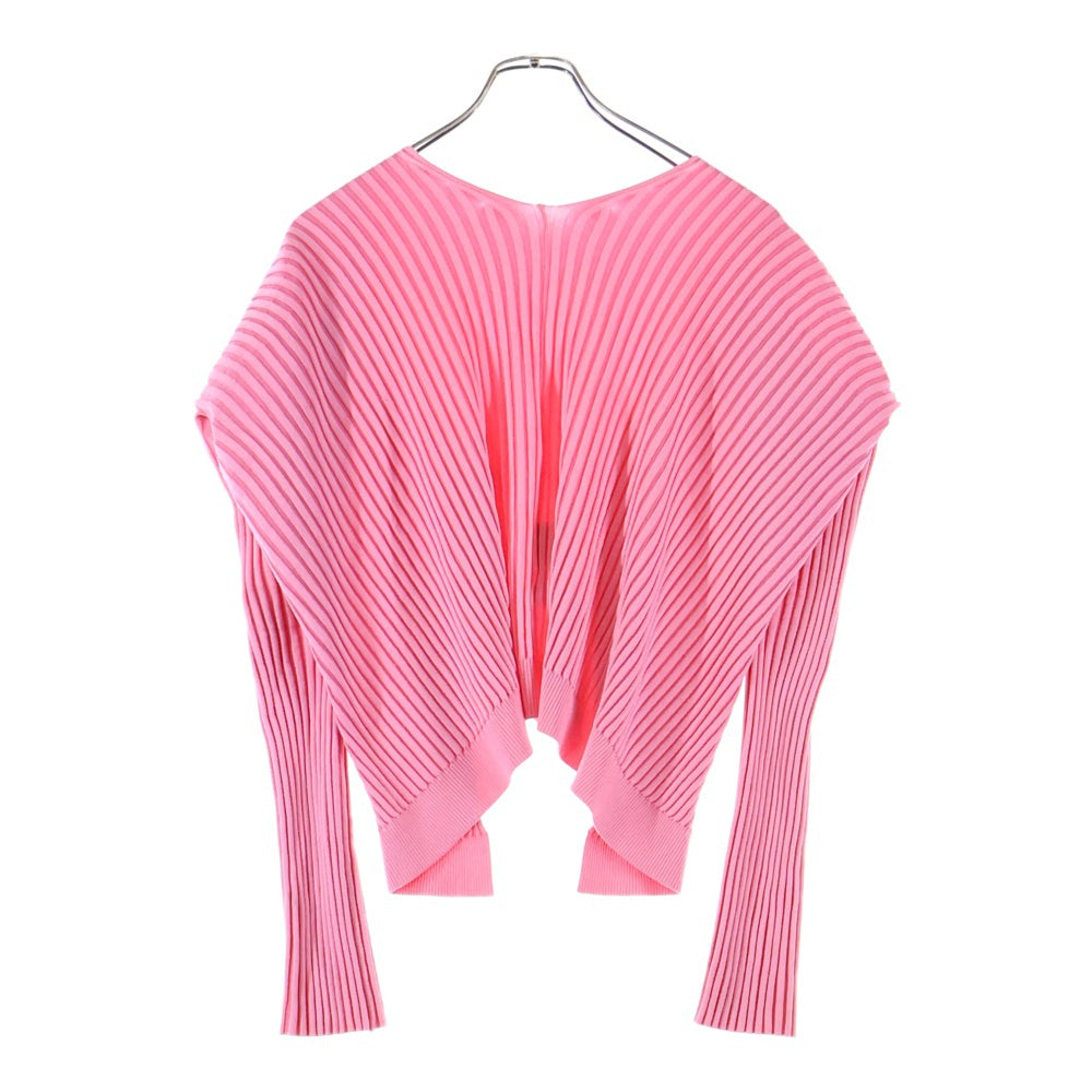 JACQUEMUS(ジャックムス) La maille Pralu longue ロゴチャーム リブニット ショート カーディガン ピンク 223KN500 2190 レディース